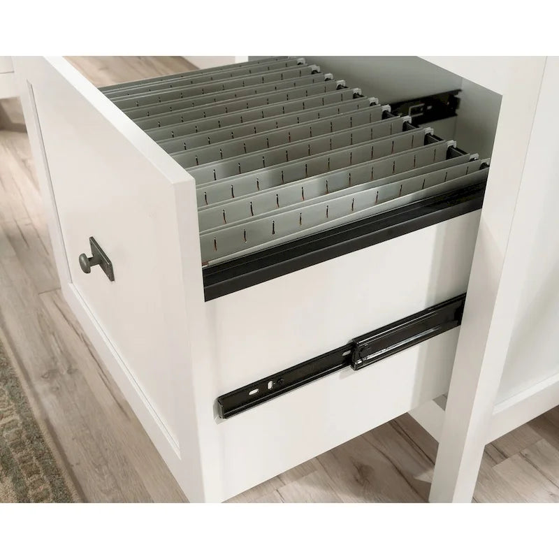 White Storage Tower Cabinet with 2 Drawers & Shelves - 68.9" Tall File Organizer for Home Office - Coastal Cottage Style