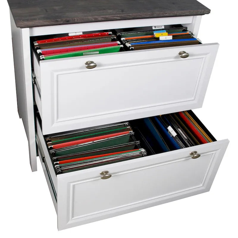 Saint Birch Olivia Grey Oak and White Finish 2 Drawer Lateral Filing Cabinets
