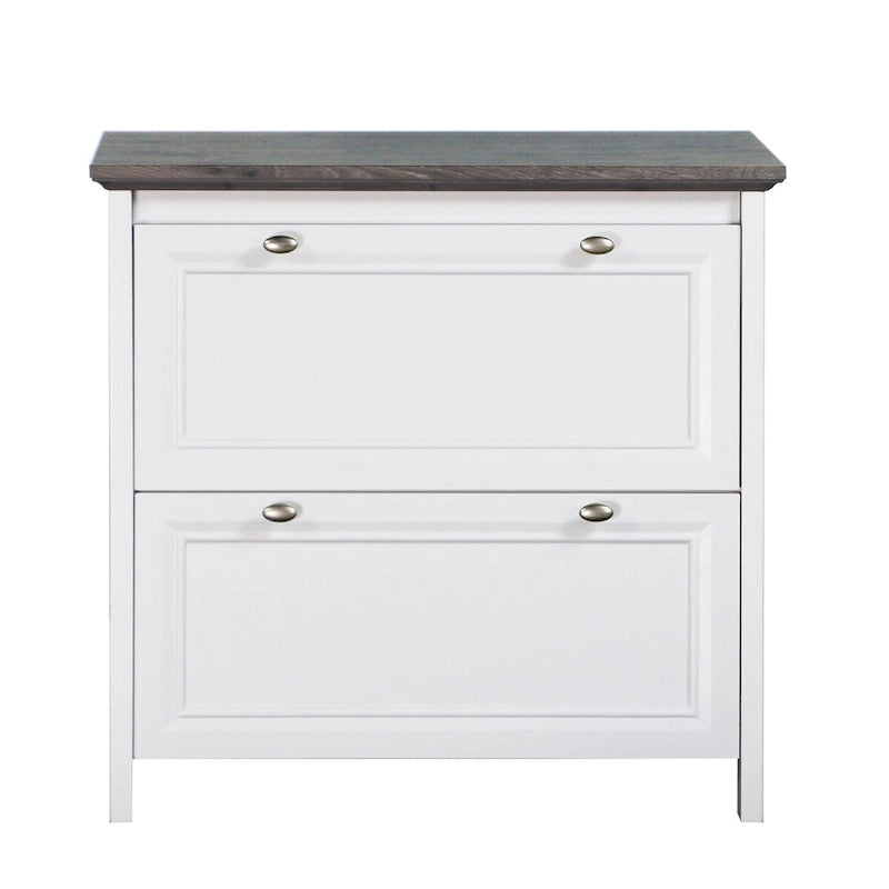 Saint Birch Olivia Grey Oak and White Finish 2 Drawer Lateral Filing Cabinets