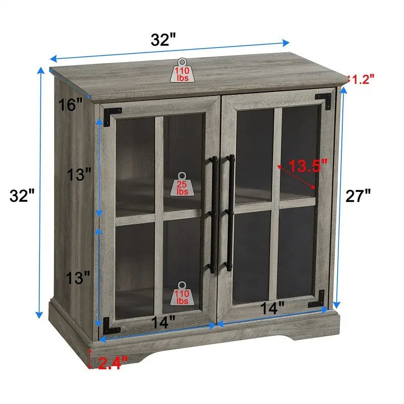 Coffee Bar Storage Cabinet - 16 D x 32 W x 32 H