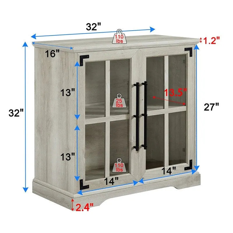 Coffee Bar Storage Cabinet - 16 D x 32 W x 32 H