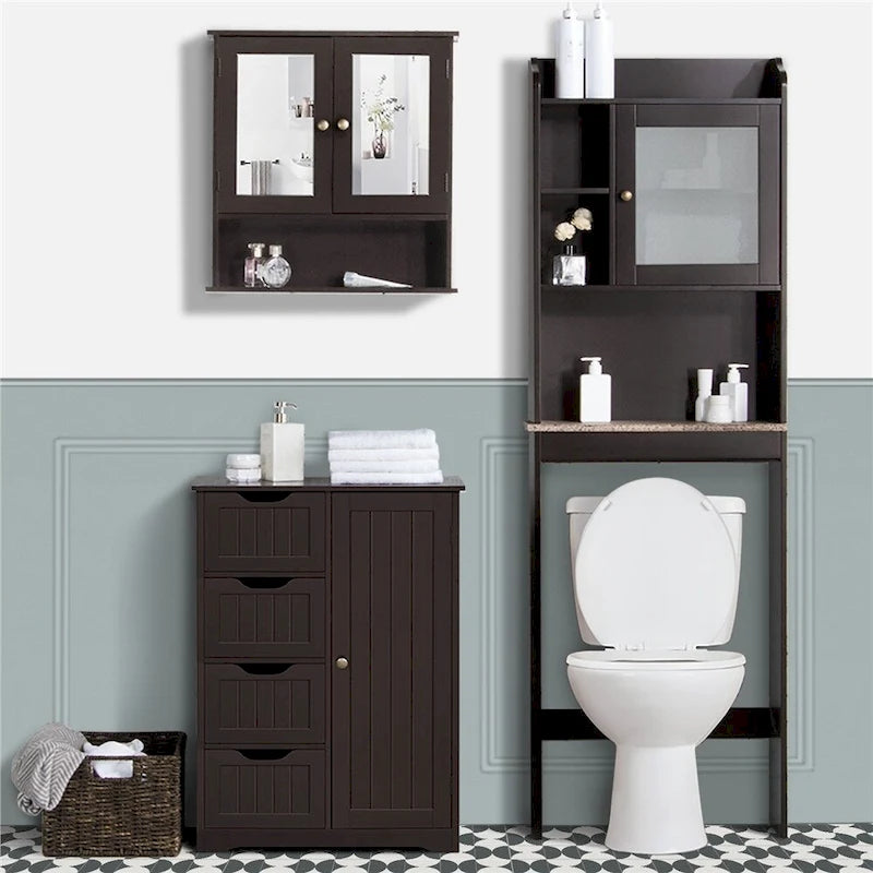 Yaheetech Floor Bathroom Cabinet Unit with 4 Drawers, Cupboard Storage
