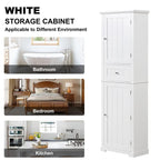 Tall Bathroom Storage Cabinet with Drawer and Adjustable Shelf