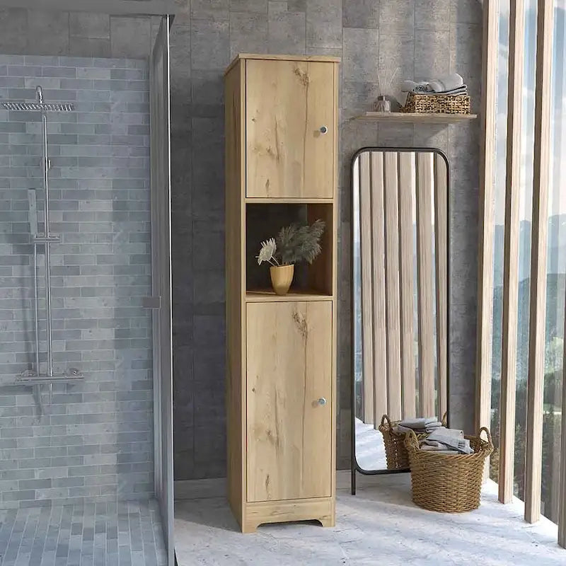 Linen Cabinet Albany, Four Interior Shelves, Light Oak Finish,High quality and durable