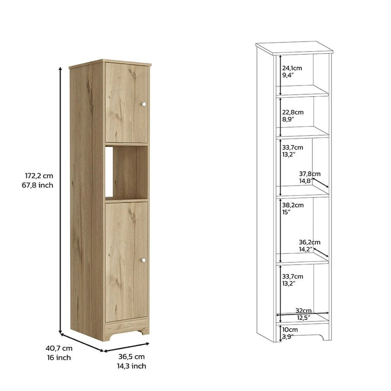 Linen Cabinet Albany, Four Interior Shelves, Light Oak Finish,High quality and durable
