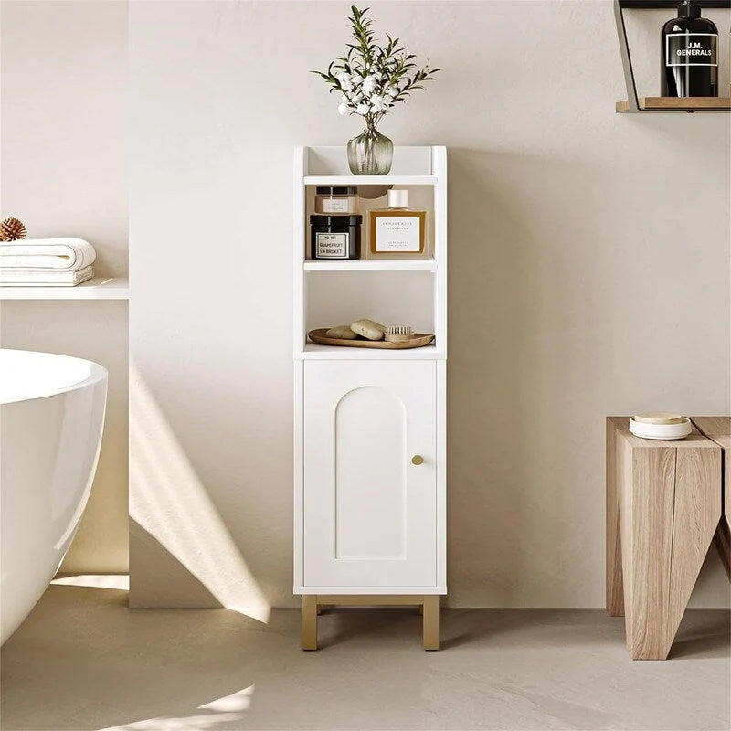 Bathroom Storage Cabinet Small Corner Floor Cabinet with Door and Shelves - 7.87 D x 7.87 W x 32.65 H