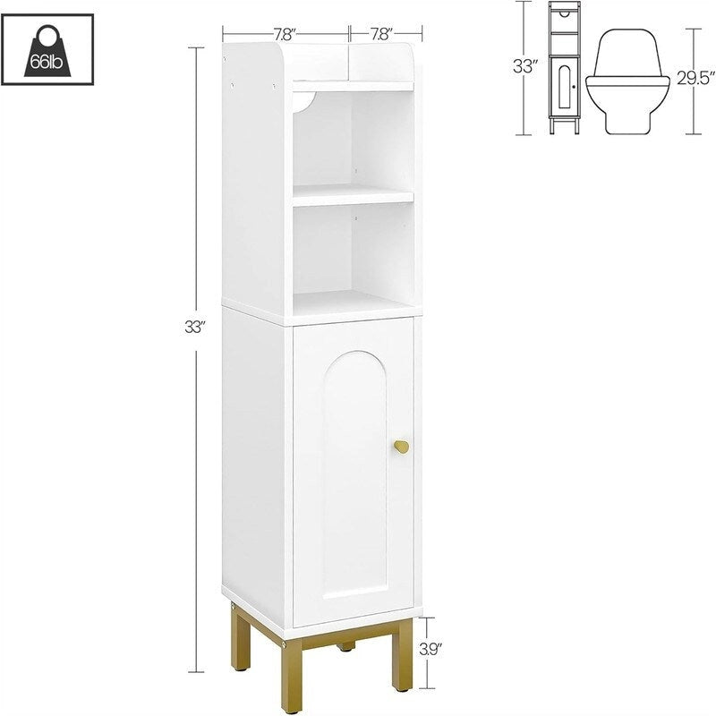 Bathroom Storage Cabinet Small Corner Floor Cabinet with Door and Shelves - 7.87 D x 7.87 W x 32.65 H