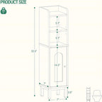 Bathroom Storage Cabinet Small Corner Floor Cabinet with Door and Shelves - 7.87 D x 7.87 W x 32.65 H