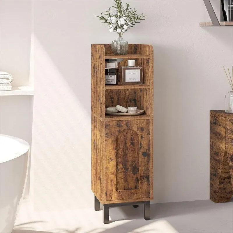 Bathroom Storage Cabinet Small Corner Floor Cabinet with Door and Shelves - 7.87 D x 7.87 W x 32.65 H