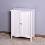 Bathroom Floor Storage Cabinet with Double Door Adjustable Shelf, White
