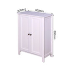 Bathroom Floor Storage Cabinet with Double Door Adjustable Shelf, White
