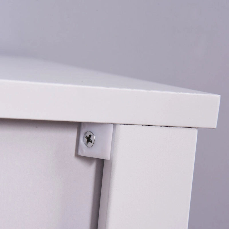 Bathroom Floor Storage Cabinet with Double Door Adjustable Shelf, White