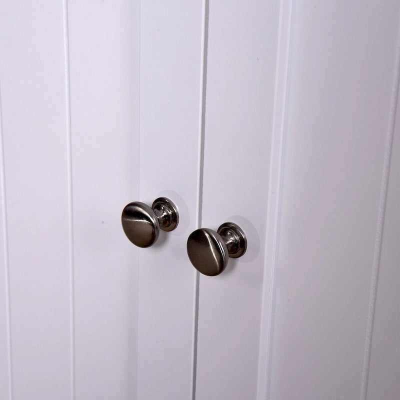 Bathroom Floor Storage Cabinet with Double Door Adjustable Shelf, White