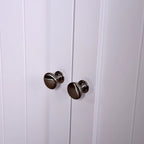 Bathroom Floor Storage Cabinet with Double Door Adjustable Shelf, White