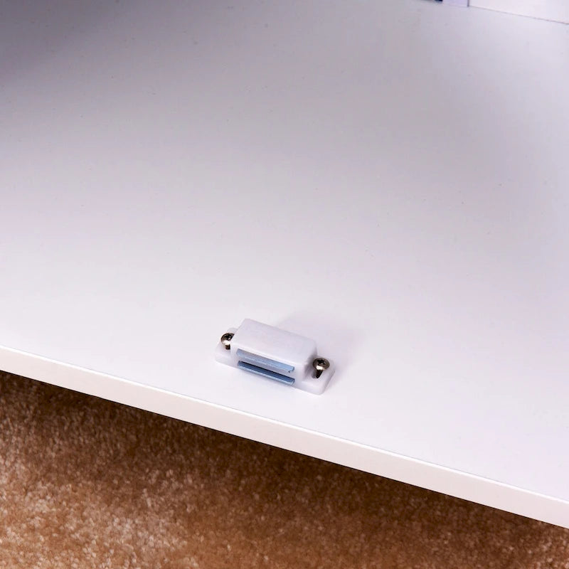 Bathroom Floor Storage Cabinet with Double Door Adjustable Shelf, White