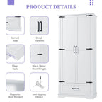 White Bathroom Storage Cabinet with 2 Doors 1 Drawer - Tall MDF Adjustable Shelf Organizer