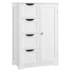 4-Tier Wooden Storage Cabinet 22"x12"x32.5" with Sliding Drawers & Adjustable Shelf - White Bathroom Floor Organizer