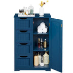 4-Tier Wooden Storage Cabinet 22"x12"x32.5" with Sliding Drawers & Adjustable Shelf - White Bathroom Floor Organizer