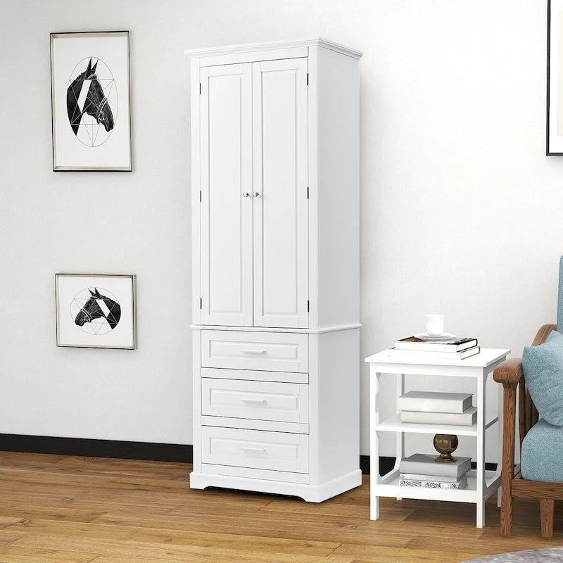Minimalist Standard Freestanding Bathroom Tall Storage Cabinet with a Cabinet and 3 Drawers