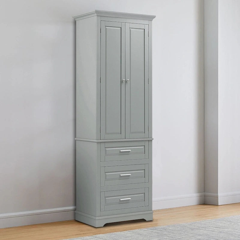 Minimalist Standard Freestanding Bathroom Tall Storage Cabinet with a Cabinet and 3 Drawers