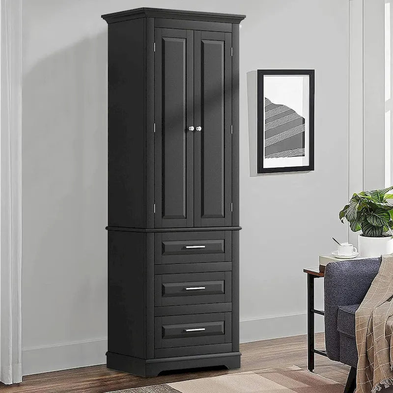 Minimalist Standard Freestanding Bathroom Tall Storage Cabinet with a Cabinet and 3 Drawers