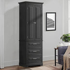 Minimalist Standard Freestanding Bathroom Tall Storage Cabinet with a Cabinet and 3 Drawers