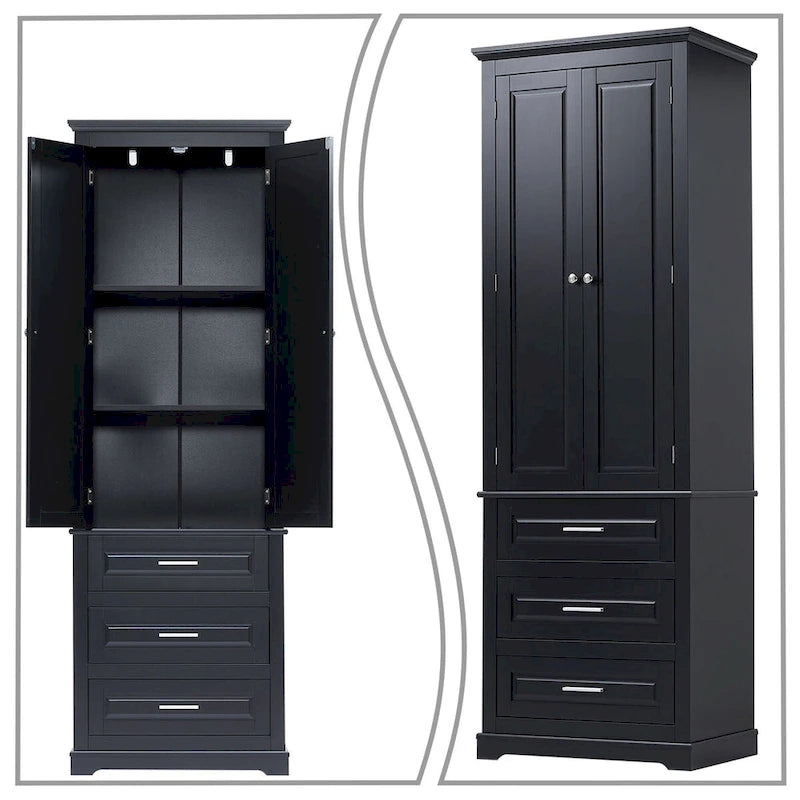 Minimalist Standard Freestanding Bathroom Tall Storage Cabinet with a Cabinet and 3 Drawers