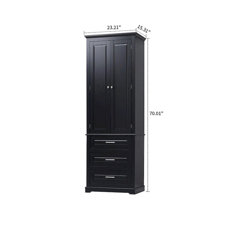 Minimalist Standard Freestanding Bathroom Tall Storage Cabinet with a Cabinet and 3 Drawers