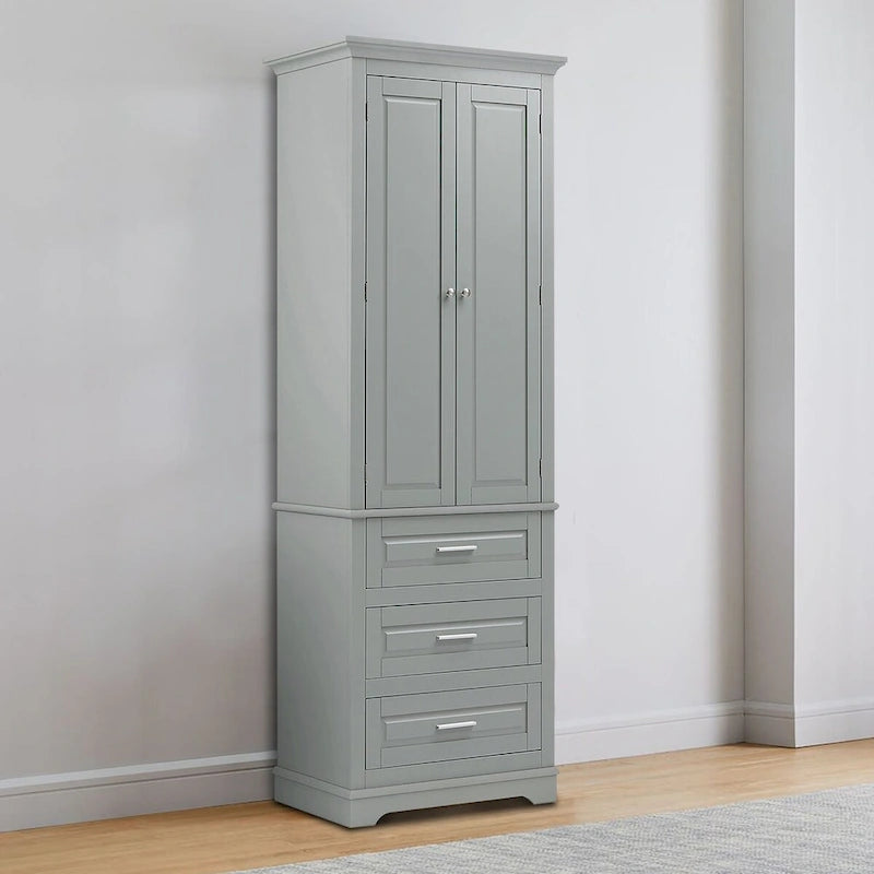 Minimalist Standard Freestanding Bathroom Tall Storage Cabinet with a Cabinet and 3 Drawers