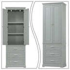 Minimalist Standard Freestanding Bathroom Tall Storage Cabinet with a Cabinet and 3 Drawers
