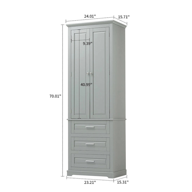 Minimalist Standard Freestanding Bathroom Tall Storage Cabinet with a Cabinet and 3 Drawers