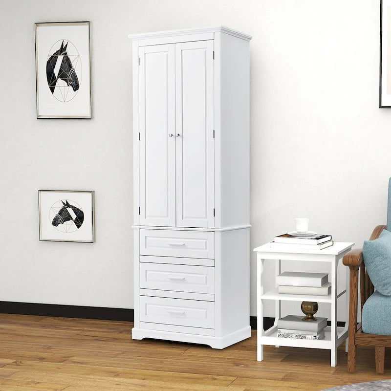 Minimalist Standard Freestanding Bathroom Tall Storage Cabinet with a Cabinet and 3 Drawers