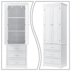 Minimalist Standard Freestanding Bathroom Tall Storage Cabinet with a Cabinet and 3 Drawers