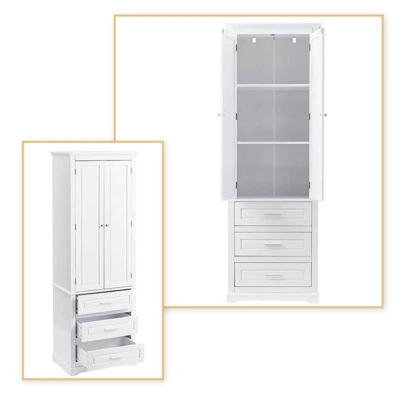 Minimalist Standard Freestanding Bathroom Tall Storage Cabinet with a Cabinet and 3 Drawers