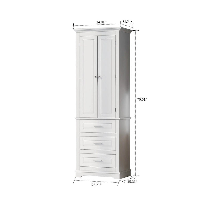 Minimalist Standard Freestanding Bathroom Tall Storage Cabinet with a Cabinet and 3 Drawers