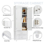 Tall Storage Cabinet with Two Drawers for Bathroom/Office - 24 x62.5