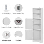 Freestanding Tall Bathroom Corner Cabinet 61" H x 14.96" W Triangle Storage Tower with Adjustable Shelves White