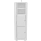 Freestanding Tall Bathroom Corner Cabinet 61" H x 14.96" W Triangle Storage Tower with Adjustable Shelves White