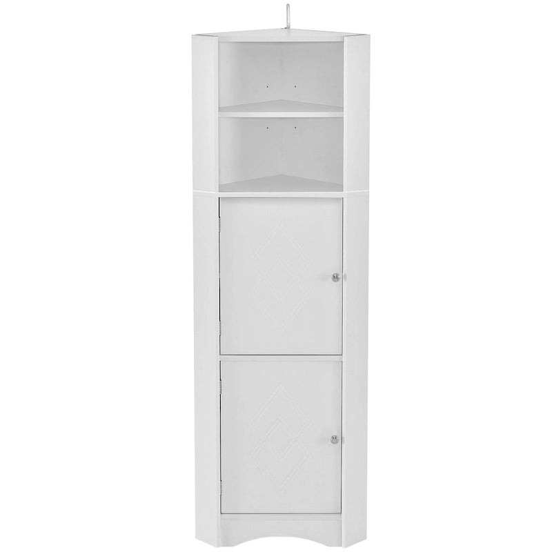 Freestanding Tall Bathroom Corner Cabinet 61" H x 14.96" W Triangle Storage Tower with Adjustable Shelves White