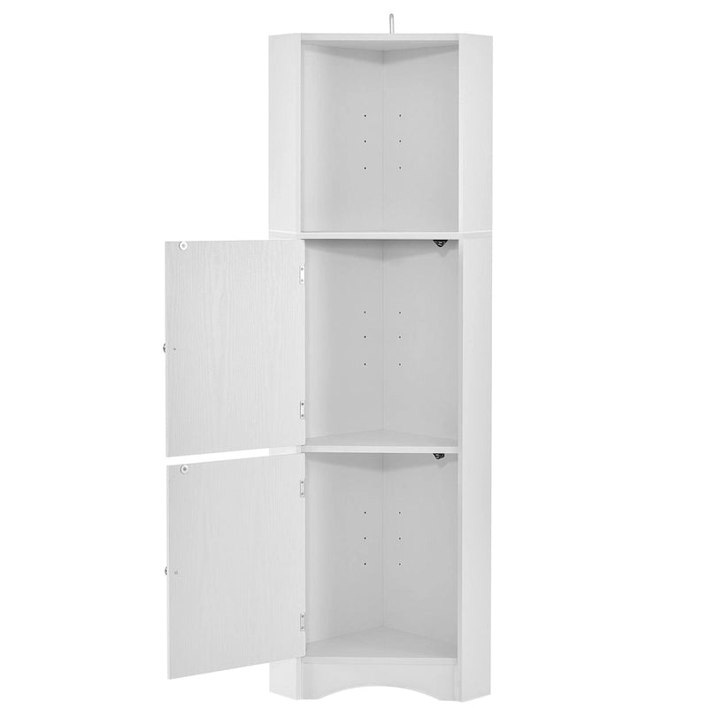 Freestanding Tall Bathroom Corner Cabinet 61" H x 14.96" W Triangle Storage Tower with Adjustable Shelves White