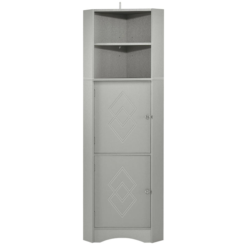 Freestanding Tall Bathroom Corner Cabinet 61" H x 14.96" W Triangle Storage Tower with Adjustable Shelves White
