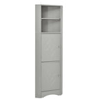 Freestanding Tall Bathroom Corner Cabinet 61" H x 14.96" W Triangle Storage Tower with Adjustable Shelves White