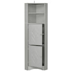 Freestanding Tall Bathroom Corner Cabinet 61" H x 14.96" W Triangle Storage Tower with Adjustable Shelves White