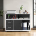 Moasis 2 Drawer Lateral Wood Filing Cabinet with Lock and Open Shelves for Home Office