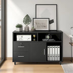 Moasis 2 Drawer Lateral Wood Filing Cabinet with Lock and Open Shelves for Home Office