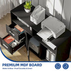 Moasis 2 Drawer Lateral Wood Filing Cabinet with Lock and Open Shelves for Home Office