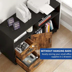 Moasis 2 Drawer Lateral Wood Filing Cabinet with Lock and Open Shelves for Home Office