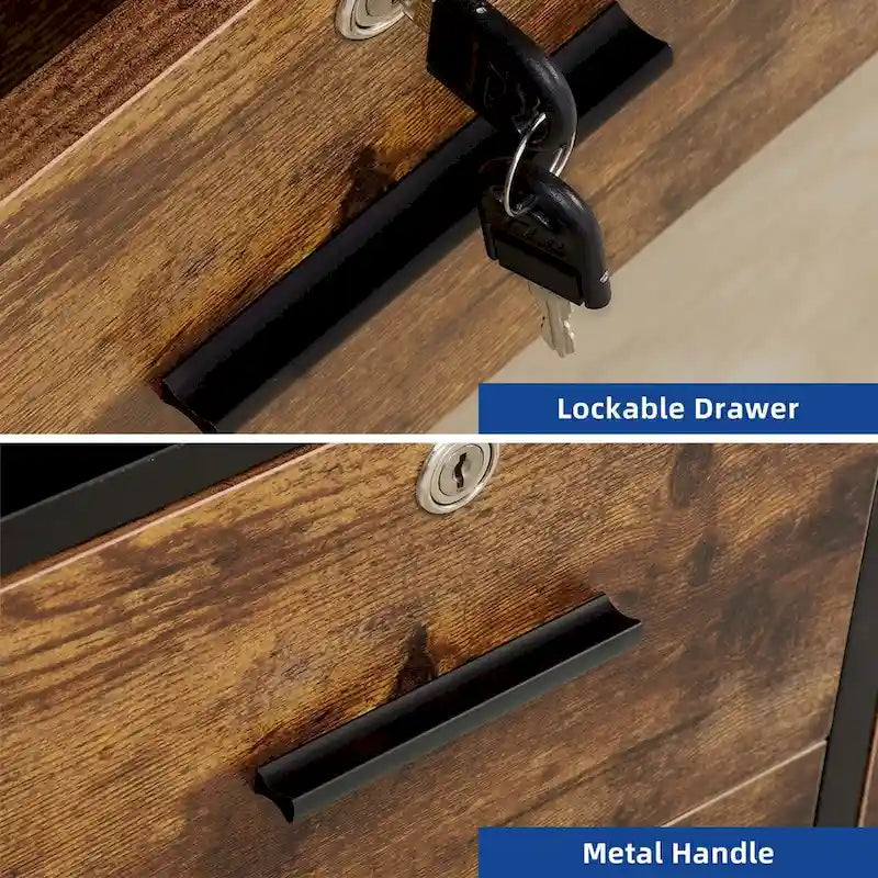 Moasis 2 Drawer Lateral Wood Filing Cabinet with Lock and Open Shelves for Home Office