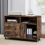 Moasis 2 Drawer Lateral Wood Filing Cabinet with Lock and Open Shelves for Home Office