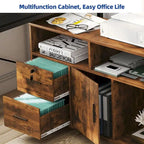 Moasis 2 Drawer Lateral Wood Filing Cabinet with Lock and Open Shelves for Home Office